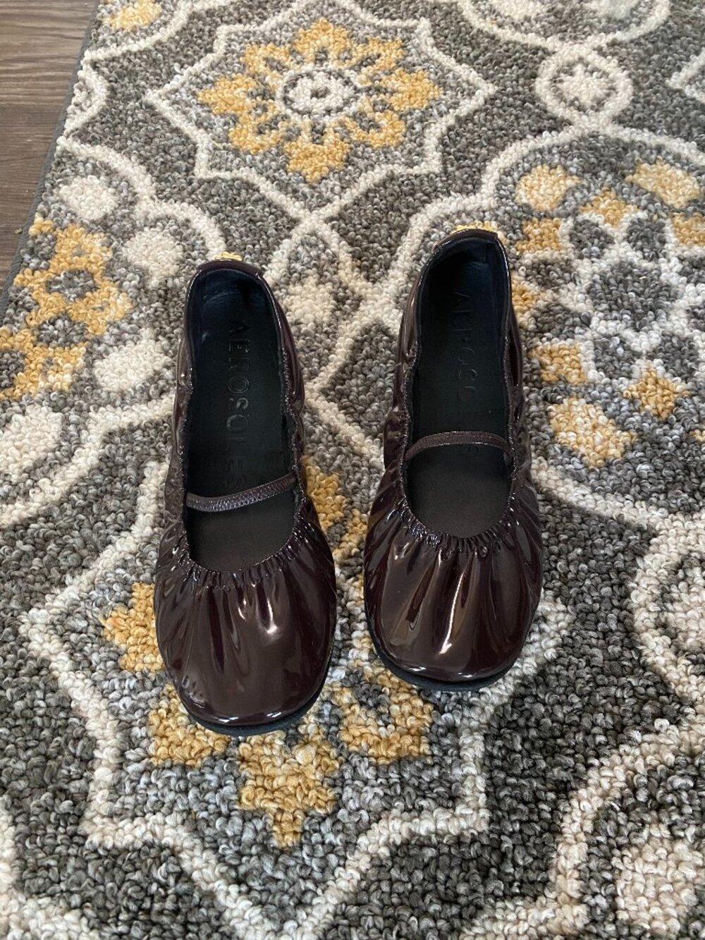 Aerosoles Penelope Mary Jane Flats Java Patent Size 8.5